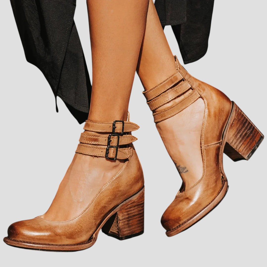 Christine | Double Strap Block Heel Comfortable Boots 1