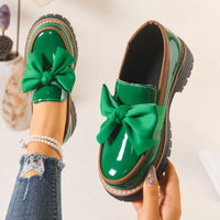 Isabella| Luxuriöse Plateau-Loafer mit hochglänzender Schleifendetail