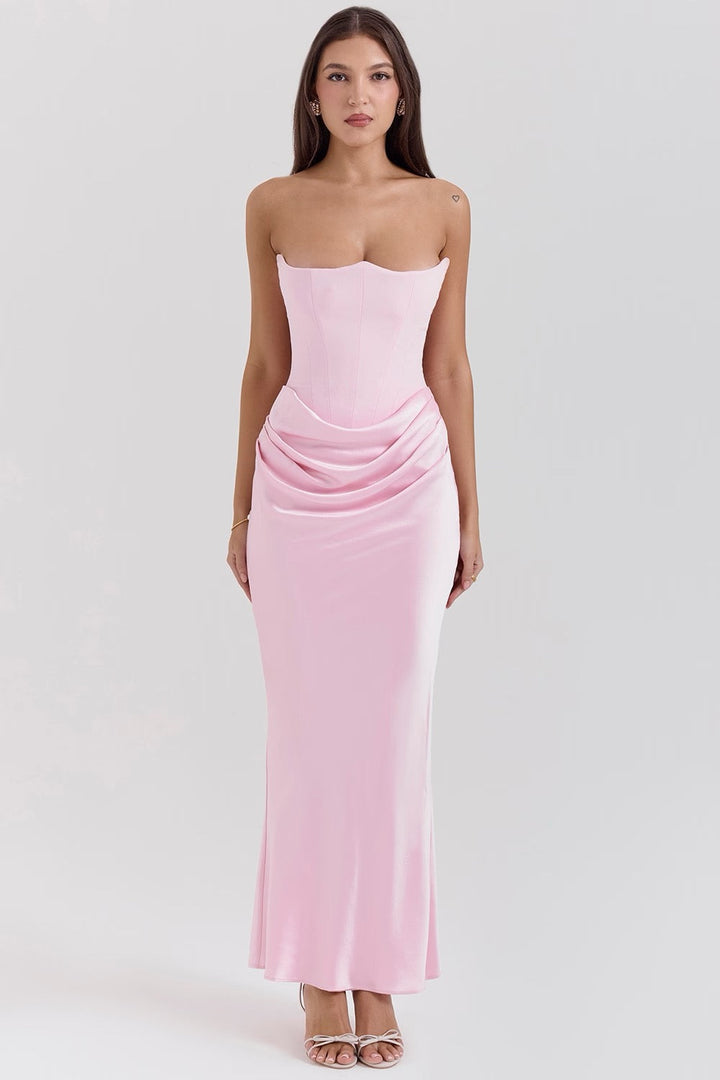Clara | Stunning Lace Wedding Guest Dress with Strapless Design 2