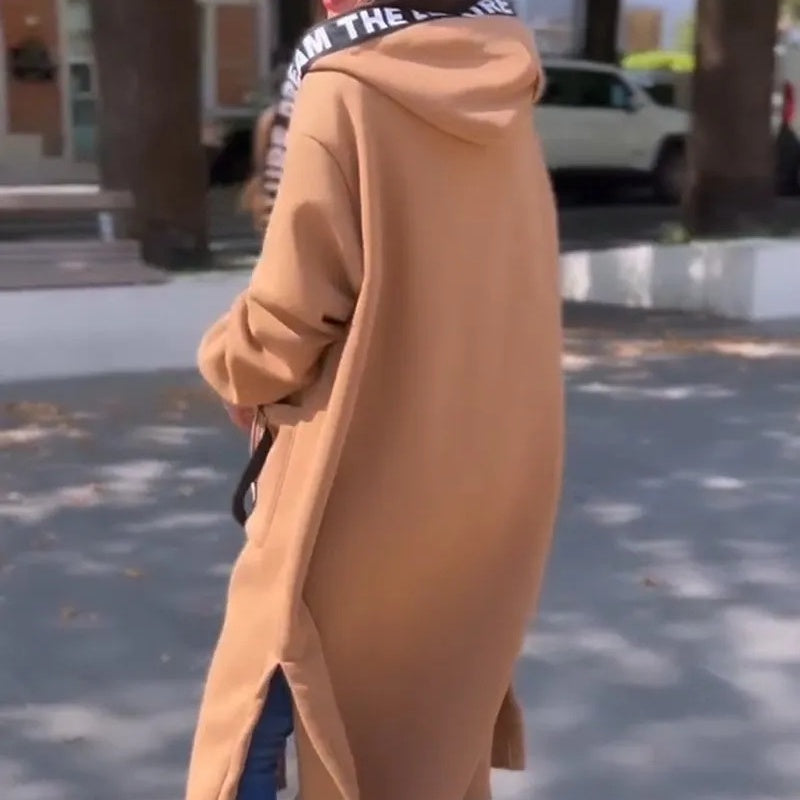 Daisy | Long sweat coat with hood 2