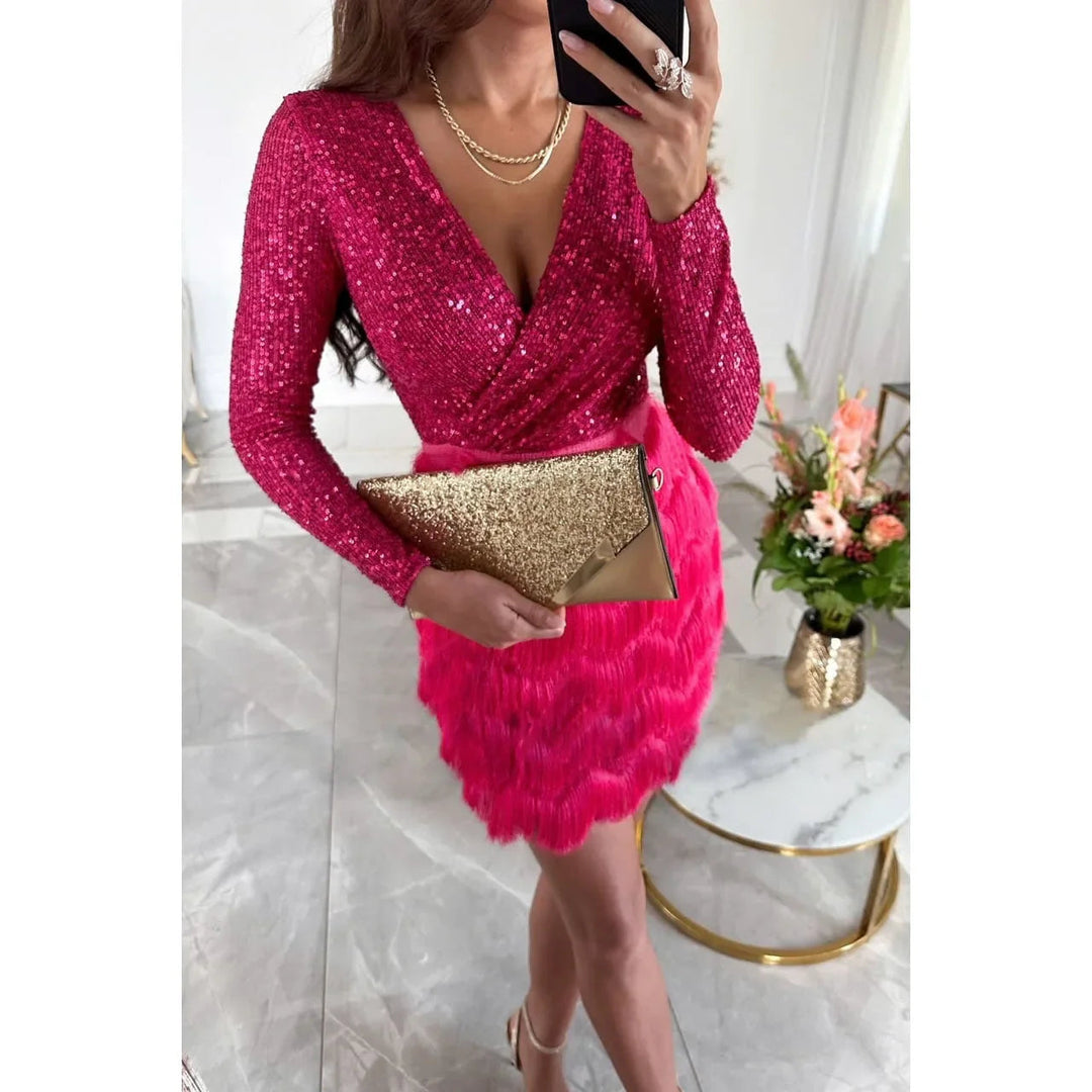 Daisy | Stylish and Comfortable Side Ruffle Sequin Homecoming Dress 1