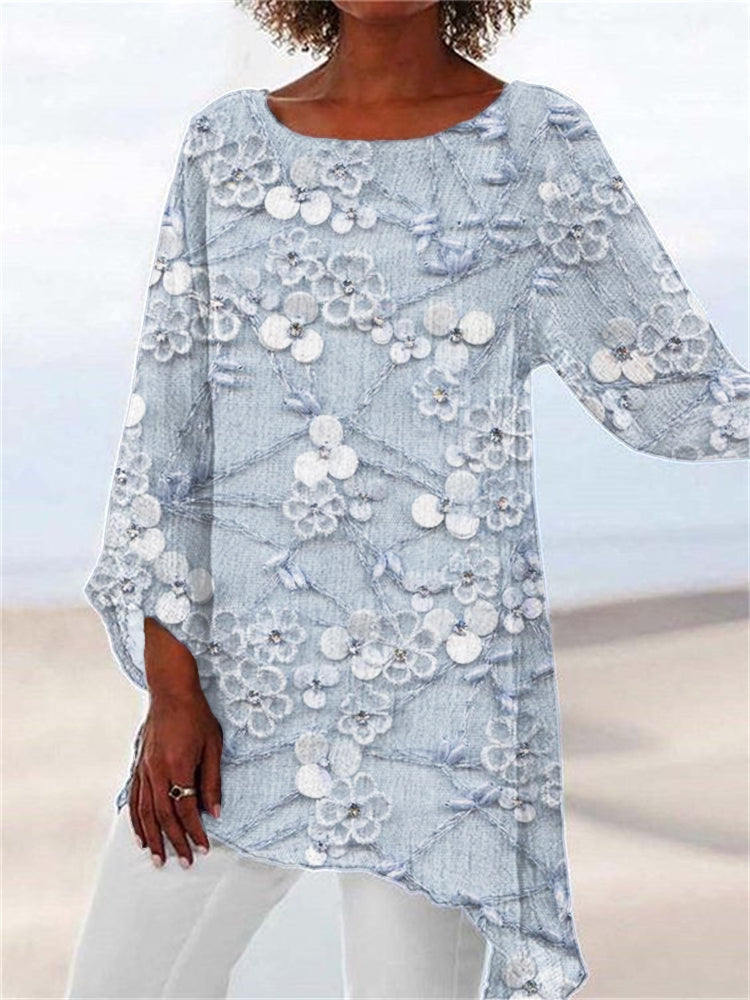 Dakota | Women's Top Floral Printed Asymmetrical Going Out Top 1