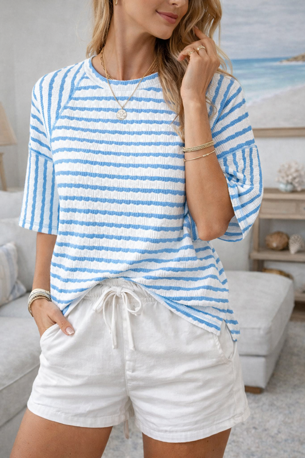 Daniela | Casual And Breathable Relaxed Striped Cotton T-Shirt 1