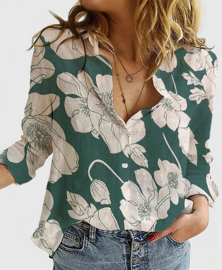 Demi | Elegant Linen Ruffled Button-Down Shirt 11