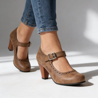 Evelina | Vintage Mary Jane Brogue Block Heel Pumps