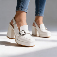 Amelia | Premium and Classic Platform Slingback Block Heel Loafers