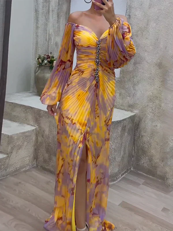 Emily | Elegant Off-shoulder V-Neck Wedding Guest Dress 1