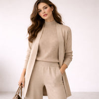 Maya | Chic Three-Piece Ribbed Knit Lounge Set