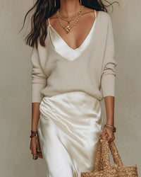 Victoria | Elegant V-Neck Two-Piece Midi Dress Women Set