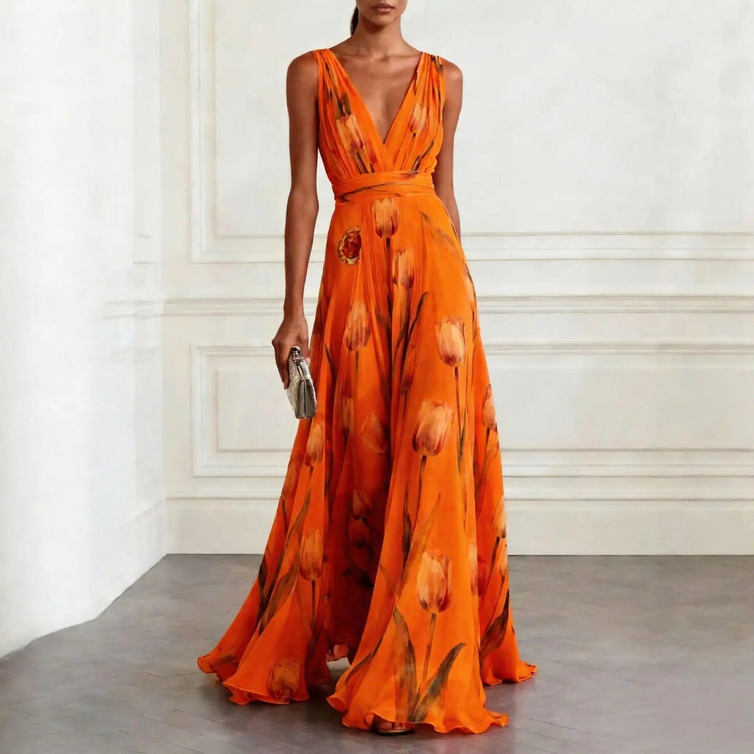 Emma | Romantic Chiffon Floral Wrap Maxi Dress 2