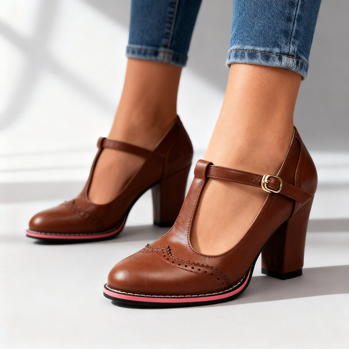 Emma | Stylish T-Strap Mary Jane Block Heel 7
