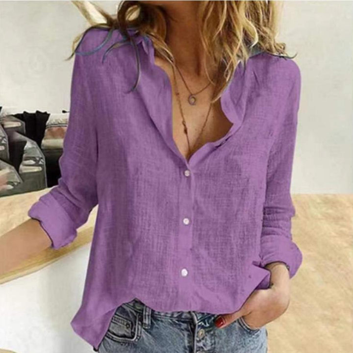 Evelyn | Comfortable Flattering Cotton Long Sleeve Shirt 1