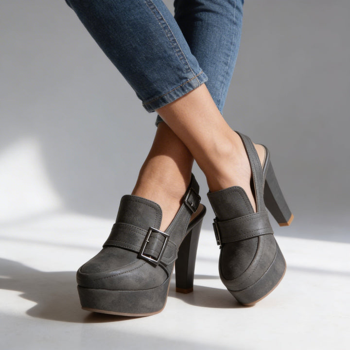 Evelyn | Retro Platform Slingback Block Heel Loafers 7