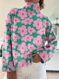 Stella | Stylish And Comfortable Floral Turtleneck Sweater
