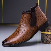 David | Luxury Textured Ostrich Pattern Leather Boots
