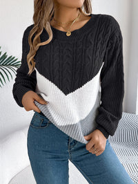 Claire | Modern and Textured Chevron Knit Sweater