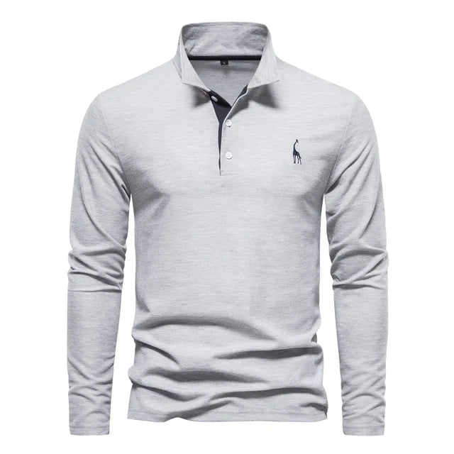 Frank | Cotton Blend Long Sleeve Polo Shirt 11