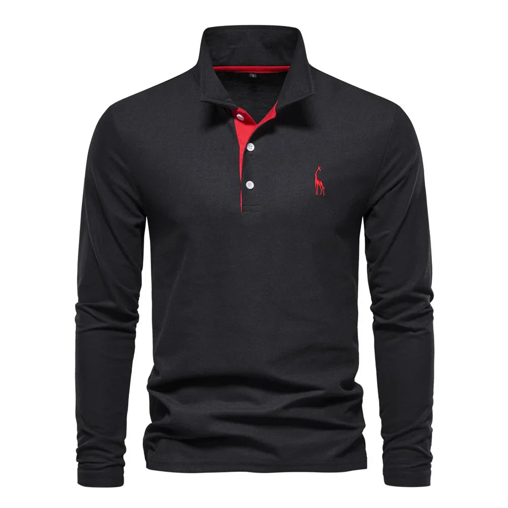 Frank | Cotton Blend Long Sleeve Polo Shirt 4