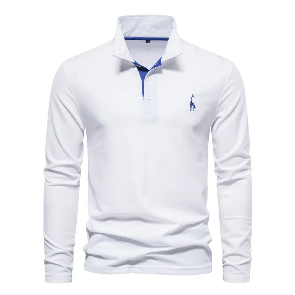 Frank | Cotton Blend Long Sleeve Polo Shirt 6