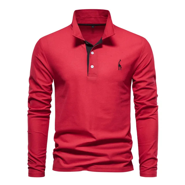 Frank | Cotton Blend Long Sleeve Polo Shirt 9