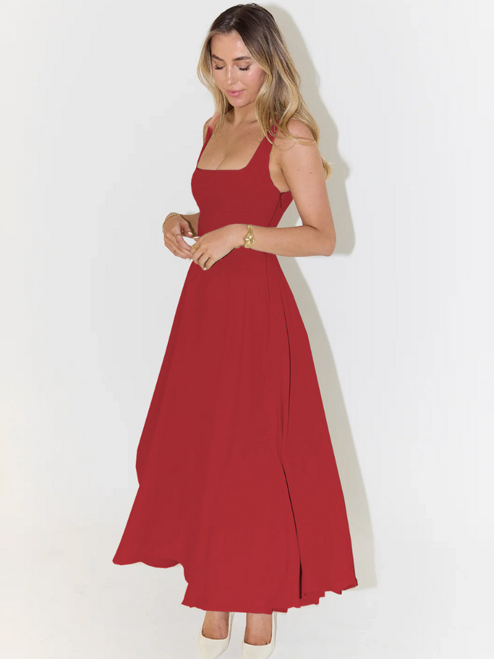 Grace | Elegant Square Neck Cinched Midi Dress 11