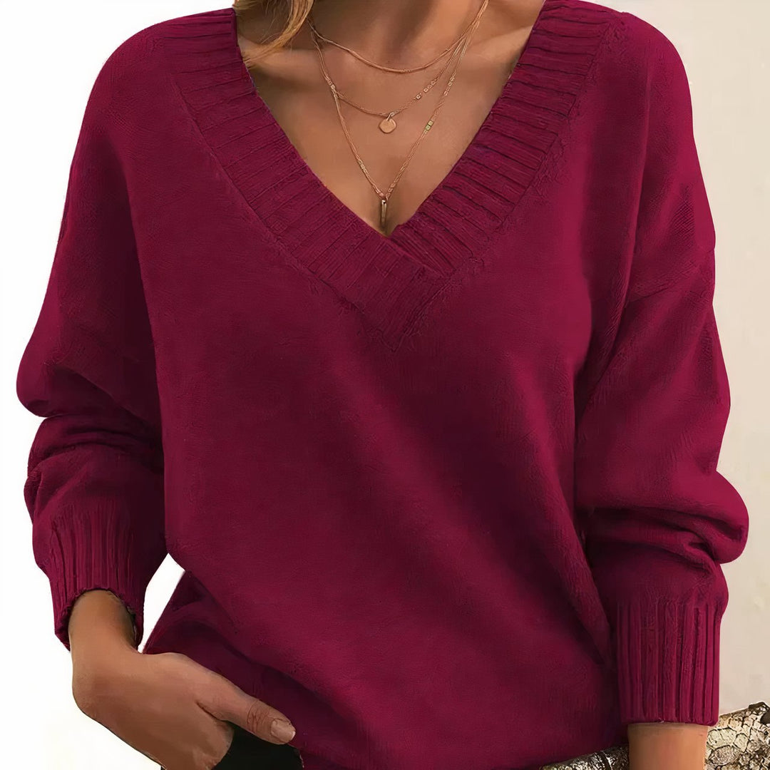 Grace | Luxurious V-Neck Cashmere Blend Knit Sweater 7