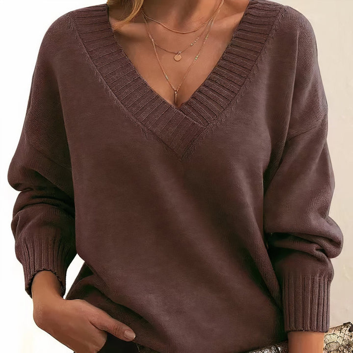 Grace | Luxurious V-Neck Cashmere Blend Knit Sweater 9