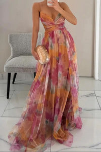 Lily | Whimsical Watercolor Tulle Maxi Dress