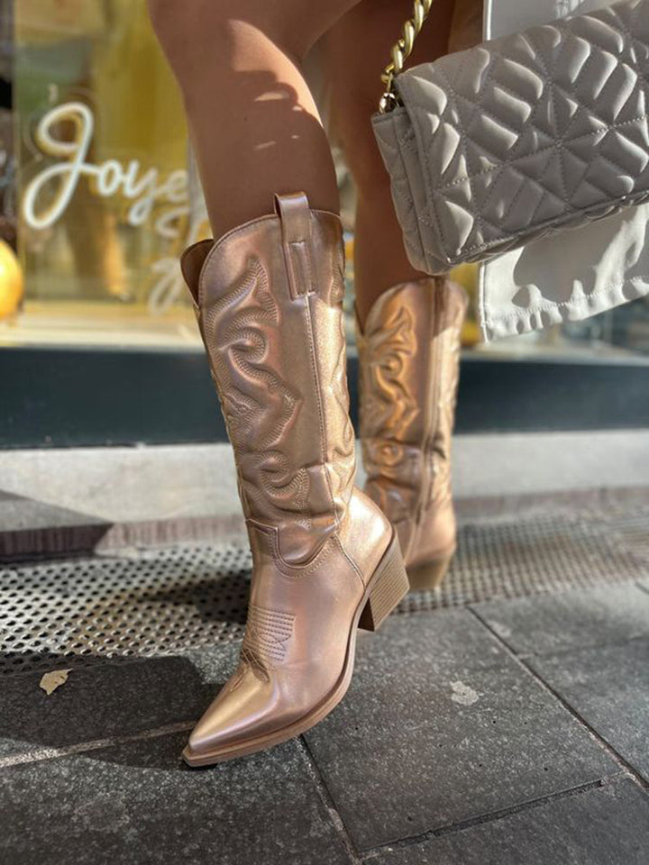 Greta | Glamorous Metallic Style Western Cowboy Boots 4