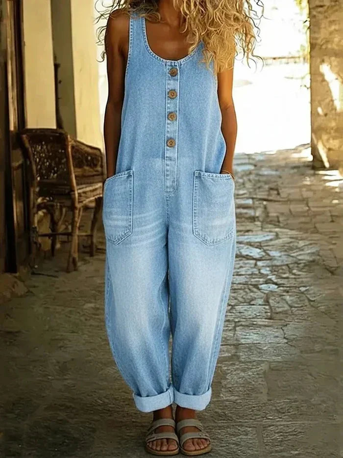 Harper | Vintage Relaxed Button-Front Overalls Jumpsuit 0