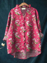 Nora | Elegant And Breathable Floral Linen Blouse