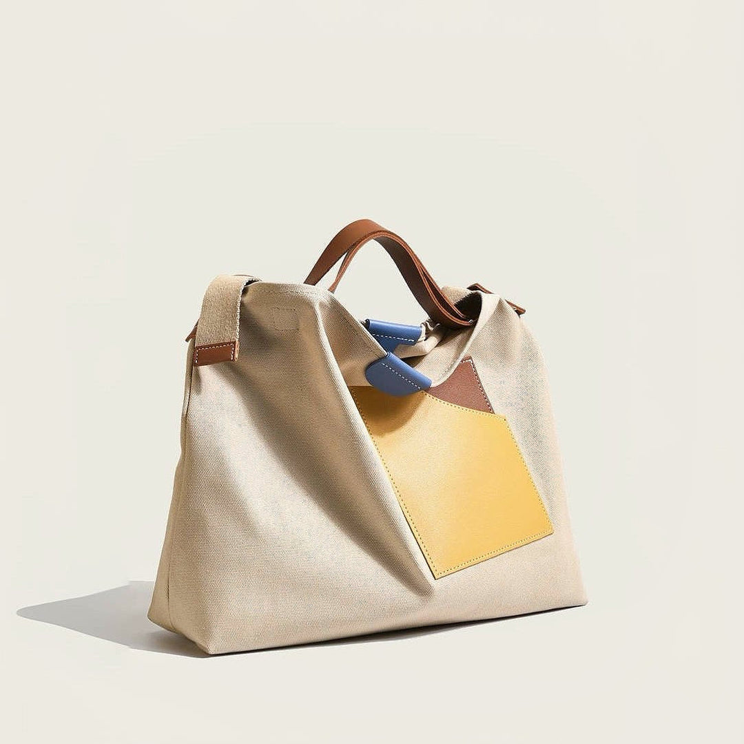 Hazel | Color Block Canvas Tote Bag 2
