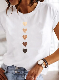 Maya| Klassisches Damen-T-Shirt aus Baumwolle mit kurzen Ärmeln