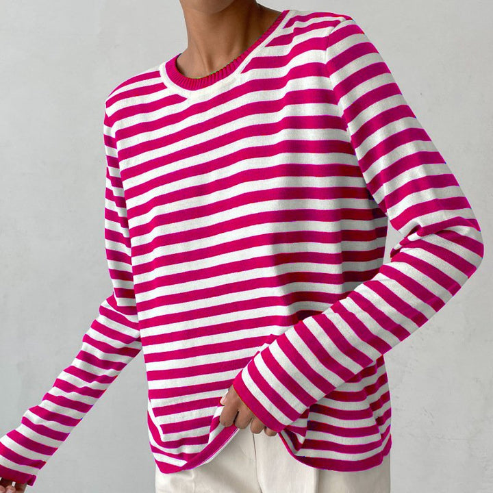 Isabella | Comfortable And Warm Nautical Striped Long Sleeve Sweater 5