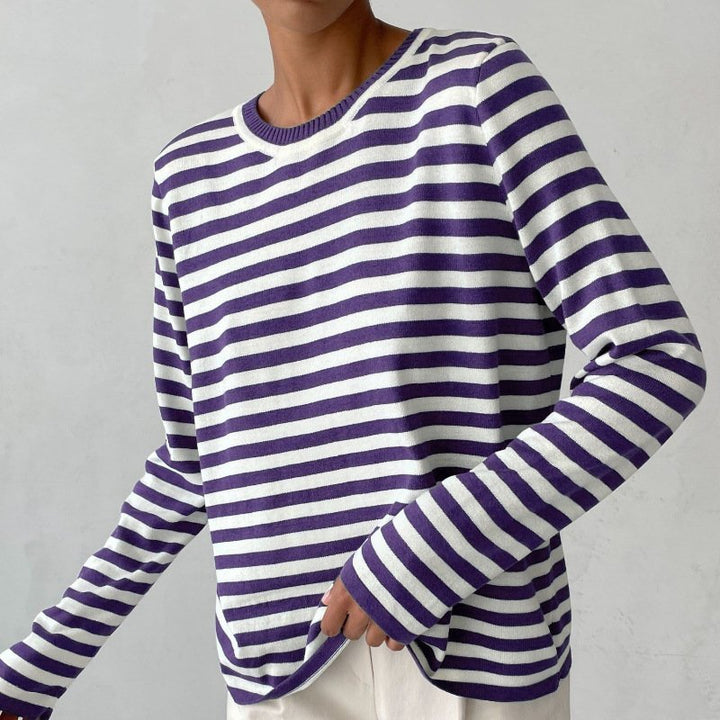 Isabella | Comfortable And Warm Nautical Striped Long Sleeve Sweater 6