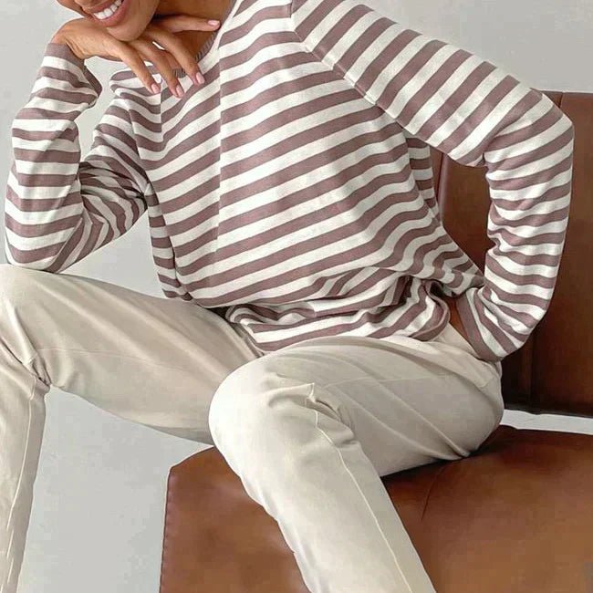 Isabella | Comfortable And Warm Nautical Striped Long Sleeve Sweater 7