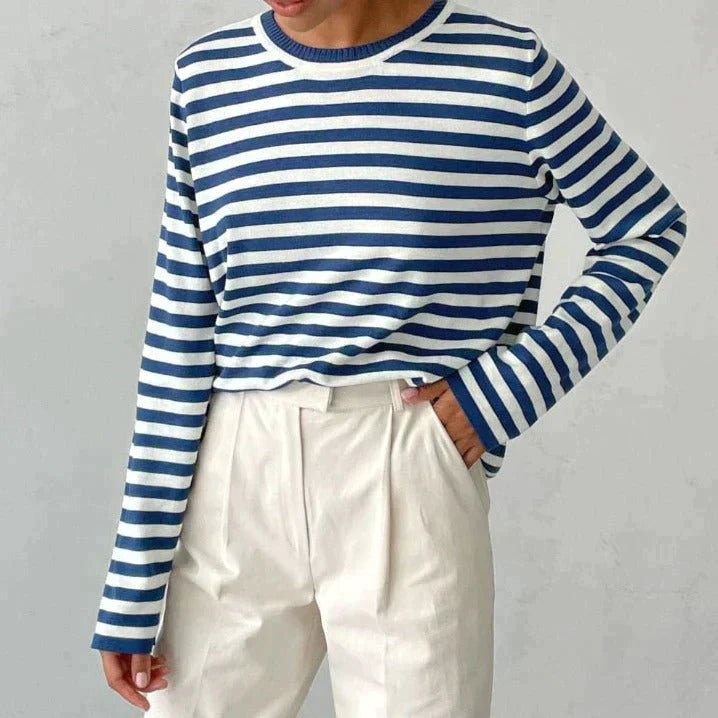 Isabella | Comfortable And Warm Nautical Striped Long Sleeve Sweater 8