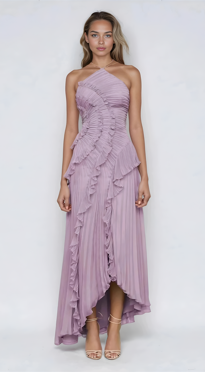 Isabella | Elegant Ruffle Midi Dress 0