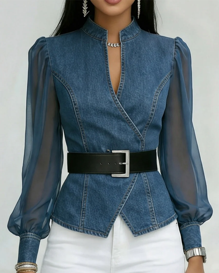 Isabella | Elegant, Stylish Women's Top – Chic Long Sleeve Denim Blouse 0