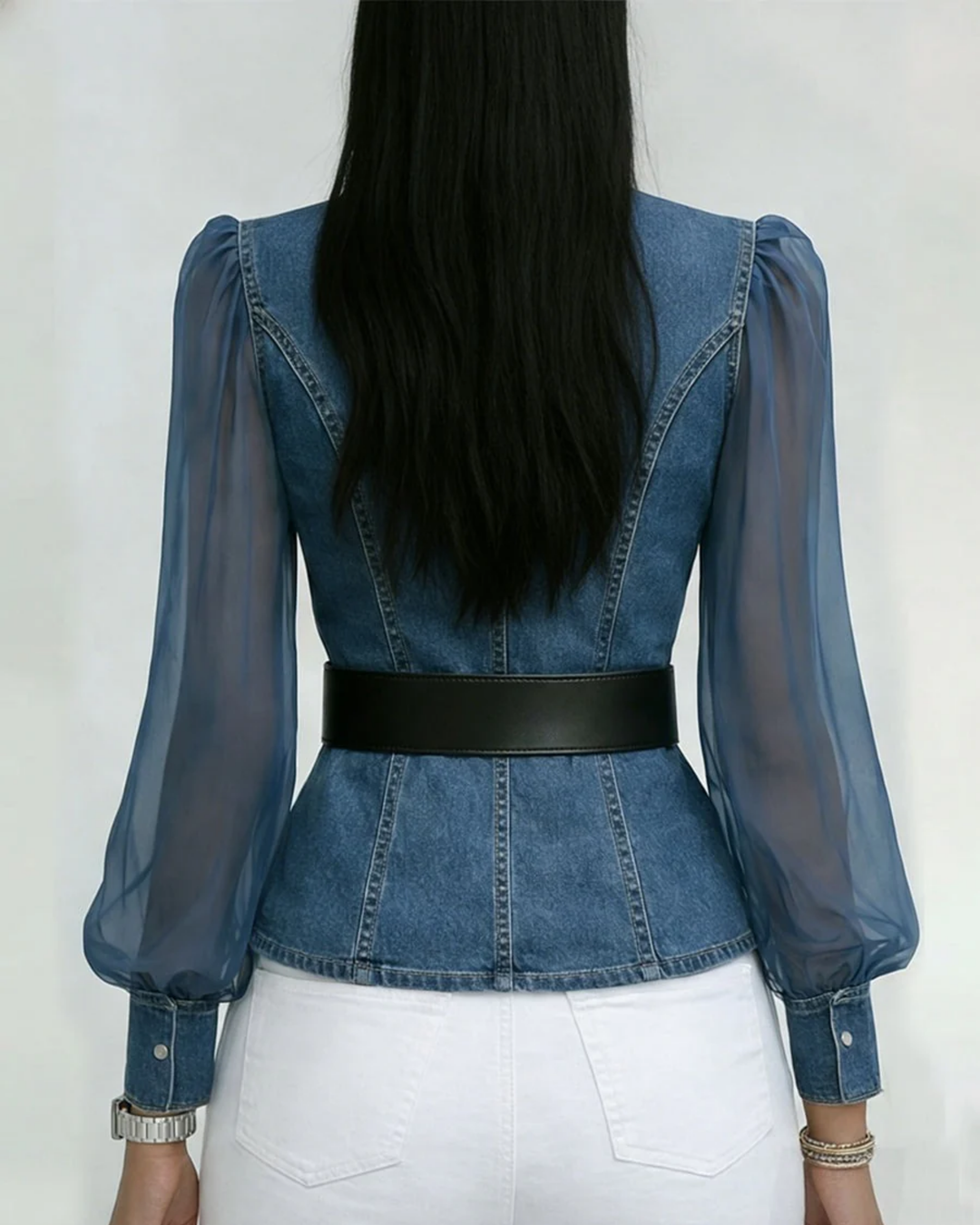 Isabella | Elegant, Stylish Women's Top – Chic Long Sleeve Denim Blouse 2
