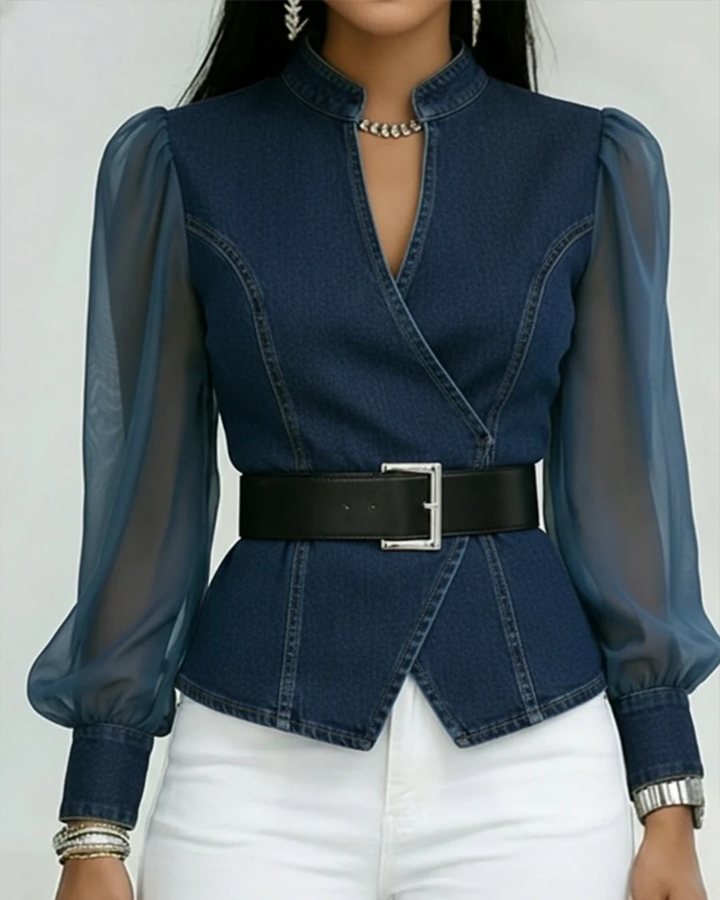 Isabella | Elegant, Stylish Women's Top – Chic Long Sleeve Denim Blouse 3