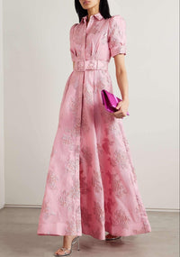 Eloise| Luxuriöses Abendkleid mit Puffärmeln und Knopfleiste
