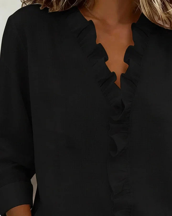 Isla | Elegant V-Neck Ruffled Blouse 3