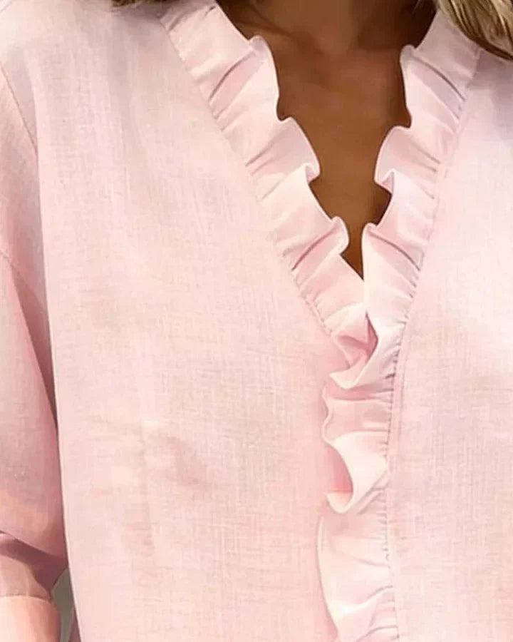 Isla | Elegant V-Neck Ruffled Blouse 8