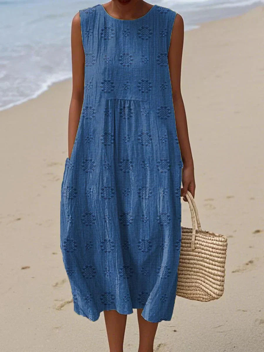 Jana | Charming And Breathable Embroidered Summer Pocket Midi Dress 1