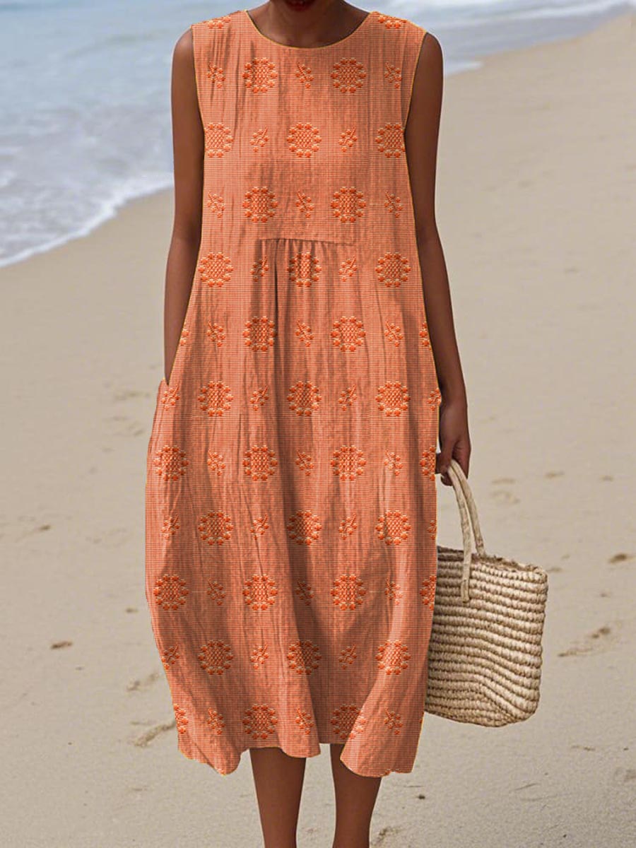 Jana | Charming And Breathable Embroidered Summer Pocket Midi Dress 5