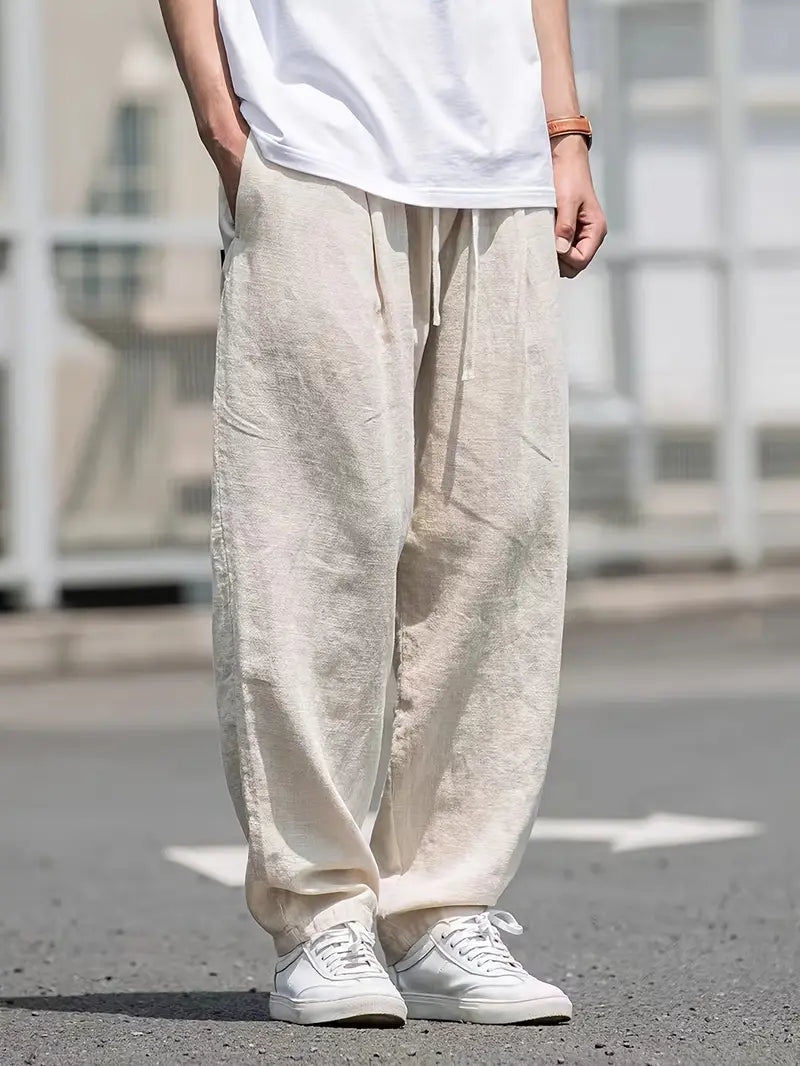 Jasper | Mens Linen Pants - Baggy Trousers 0
