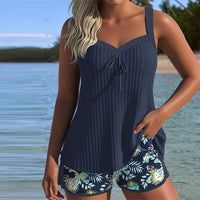 Audrey | Striped Tankini Swim Set with Tummy Control