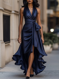 Valentina | Elegantes Satin-Wickel-Abend-Maxikleid