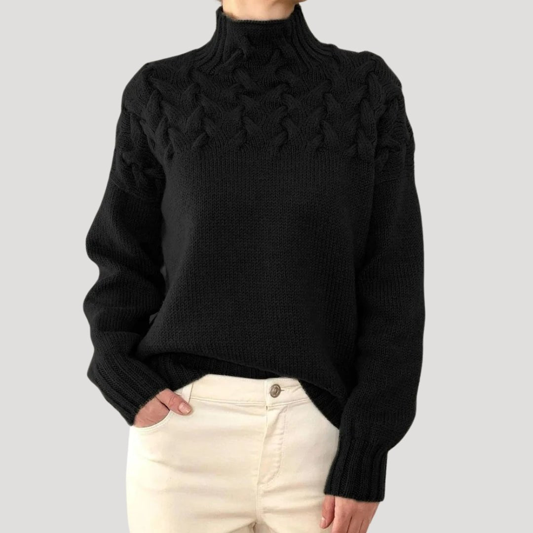Johanna | Comfortable And Warm Cable Knit Turtleneck Pullover Sweater 0